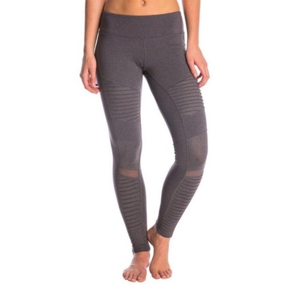 ALO Yoga Grey Anthracite Moto Leggings Mesh Panels Activewear Athleisure small